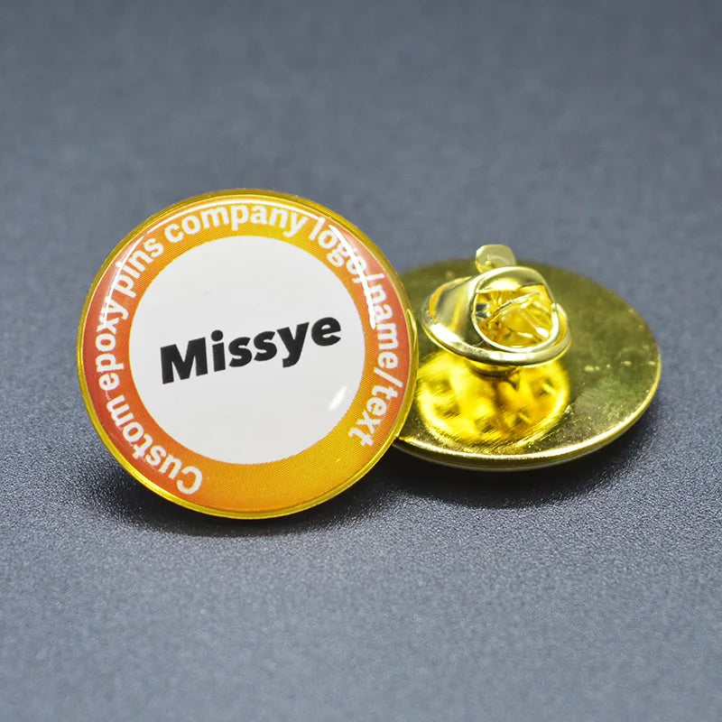 Shirley Custom 50pcs/lot epoxy pins custom company logo /photo/name personalized metal badges lapel pins pines metálicos
